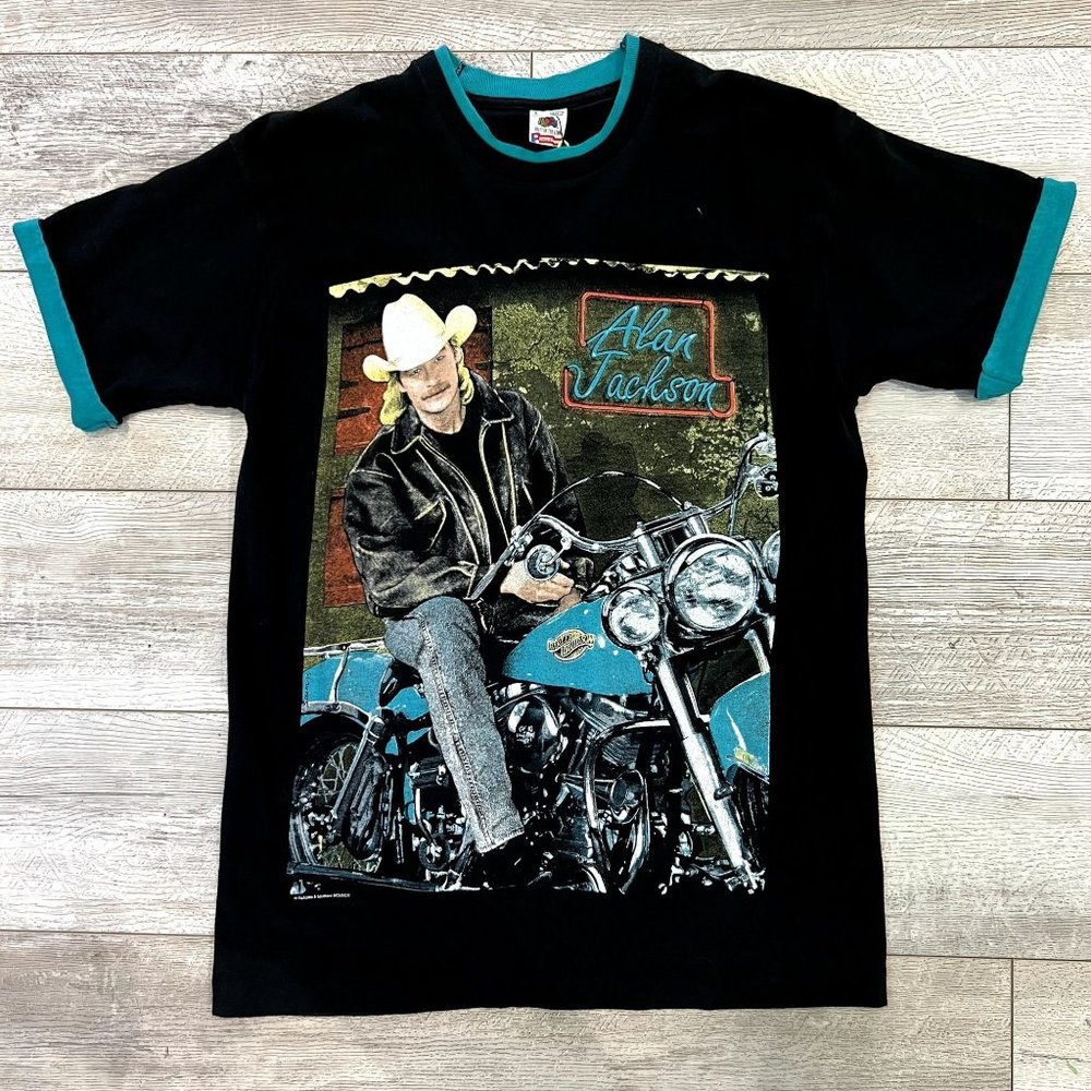 Vintage Alan Jackson T Shirt L A Lot About Livin Tour Country Harley Davidson L